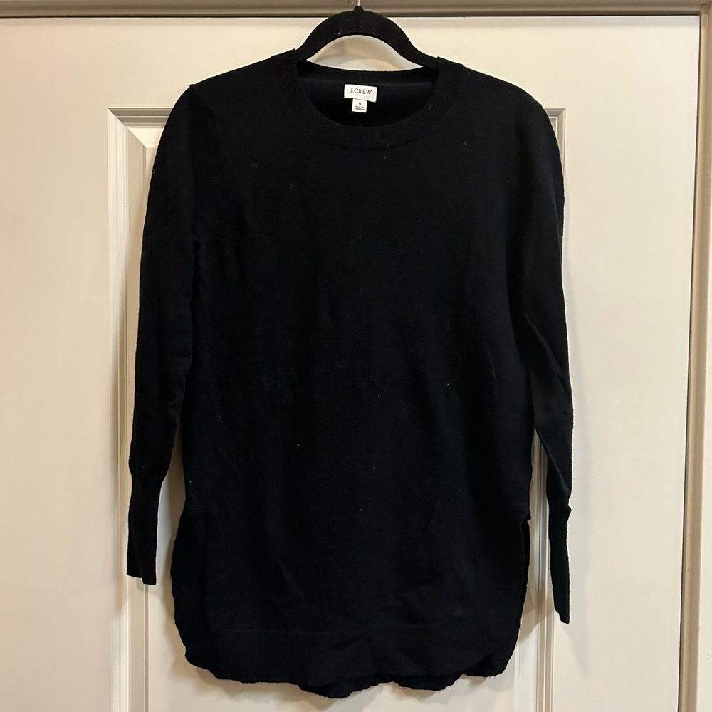 J Crew Black Knit Tunic with Petal Slits - size S